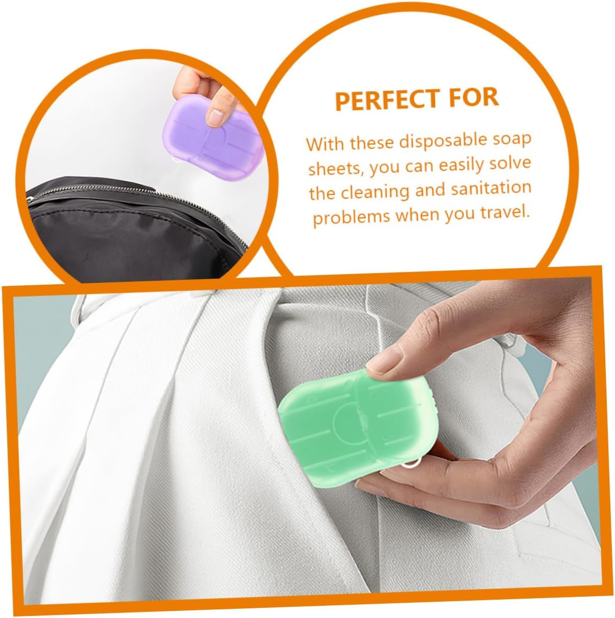 WHAMVOX Travel Soap Sheets Portable Hand Wash Sheets Disposable Soap Paper Compact Convenient for Travel Toiletries image number 4