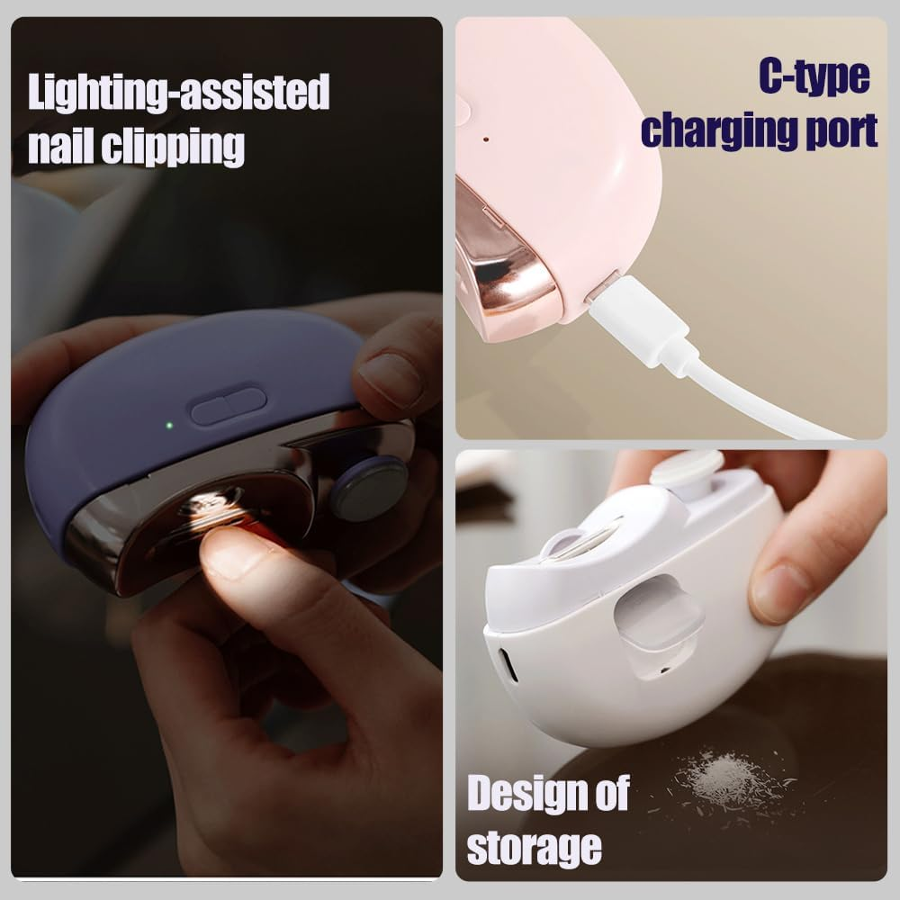 Electric Nail Clippers for Seniors Nail Trimmer,2025 Upgraded 3 in 1 Automatic Electric Nail Clipper with Polishing,Electric Nail Trimmer for Senior Adults Students Baby (Purple#1) image number 5