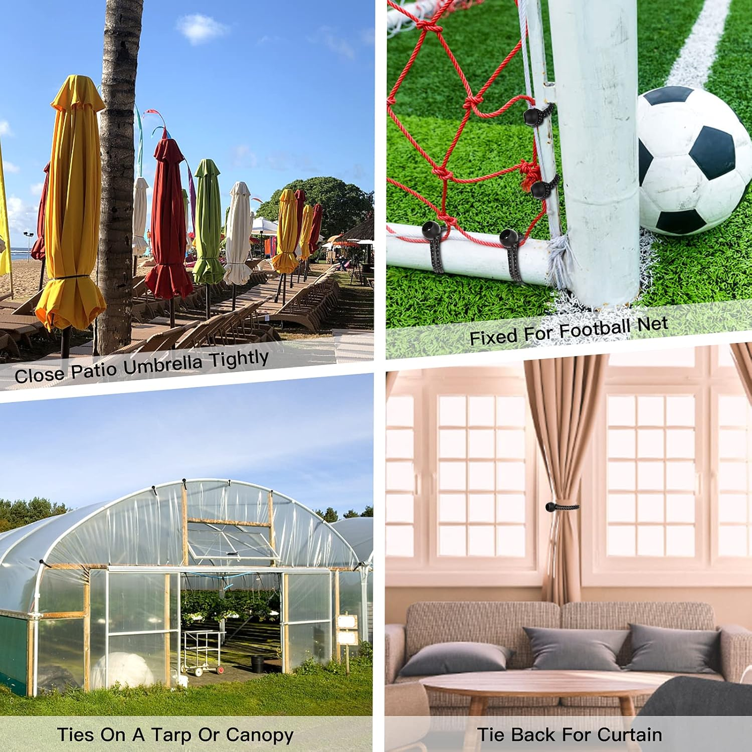 Bungee Cords with Balls 50 PCS- Ball Bungee Cords 4 Inch Heavy Duty Elastic Cord Ball Bungee Canopy Tie Downs Tarp Bungee with Balls for Camping, Shelter ,Cargo,Tent Poles UV Resistant image number 4