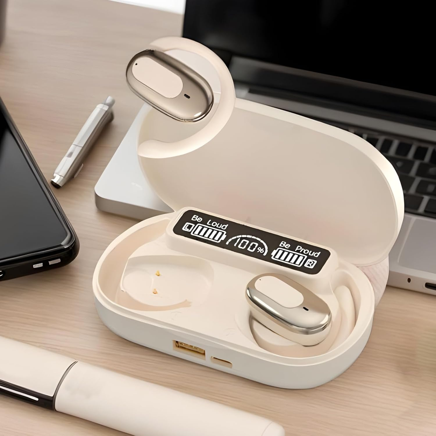 Tktouci Wireless Earbuds - Comfort Wireless Headphones | Noise Reduction Smart Long Battery Life Waterproof Earphone for Men Travel Adults Women Game Home Phones image number 4