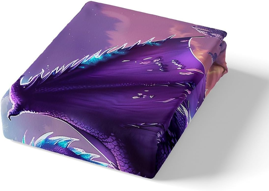 Erosebridal 3D Dragon Duvet Cover Set, Purple Galaxy Full Bedding Sets Magic Animal Wildlife Comforter Cover, Dragon Theme Bed Cover (Zipper Closure) image number 3