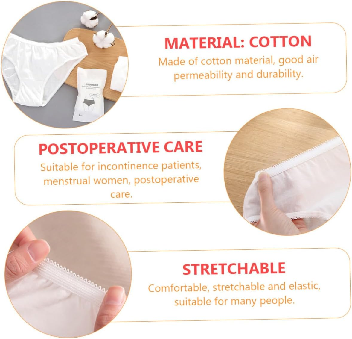 KOMBIUDA 5Pcs Portable Travel Underwear of Breathable Pregnant Woman Underwear Disposable Women Briefs for Outdoor Use for Postpartum Recovery Section Needs White