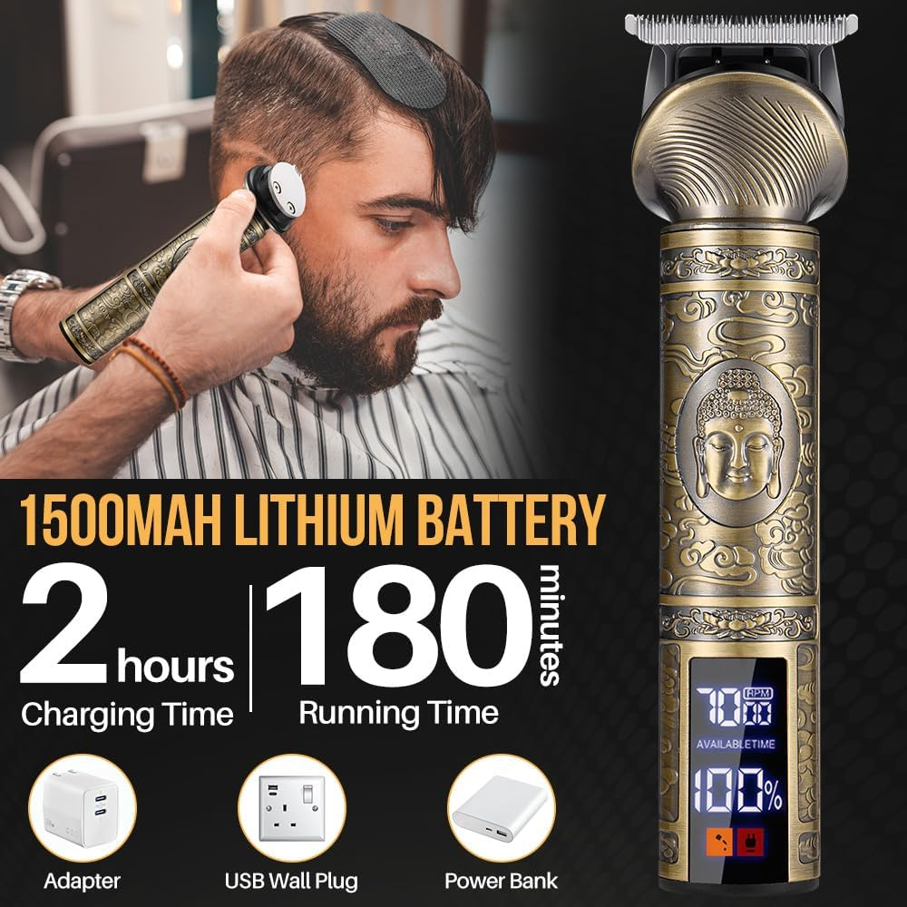 WOTOW 5 in 1 Beard Trimmer for Men - Electric Hair Clipper with LED Display, Rechargeable Trimmer Kit for Nose, Face, Mustache & Body Grooming, Electric Shavers Type-C Fast Charging, Mens Gifts