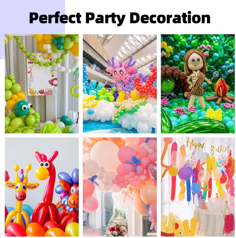 260 Balloons, 100 PCS Mix Color Long Balloons, Twisting Animal Balloons Magic Balloons Clear Long Skinny Latex Balloons Clown Balloon Long Balloon Animals Shape for Birthday Party Decoration Balloon image number 2