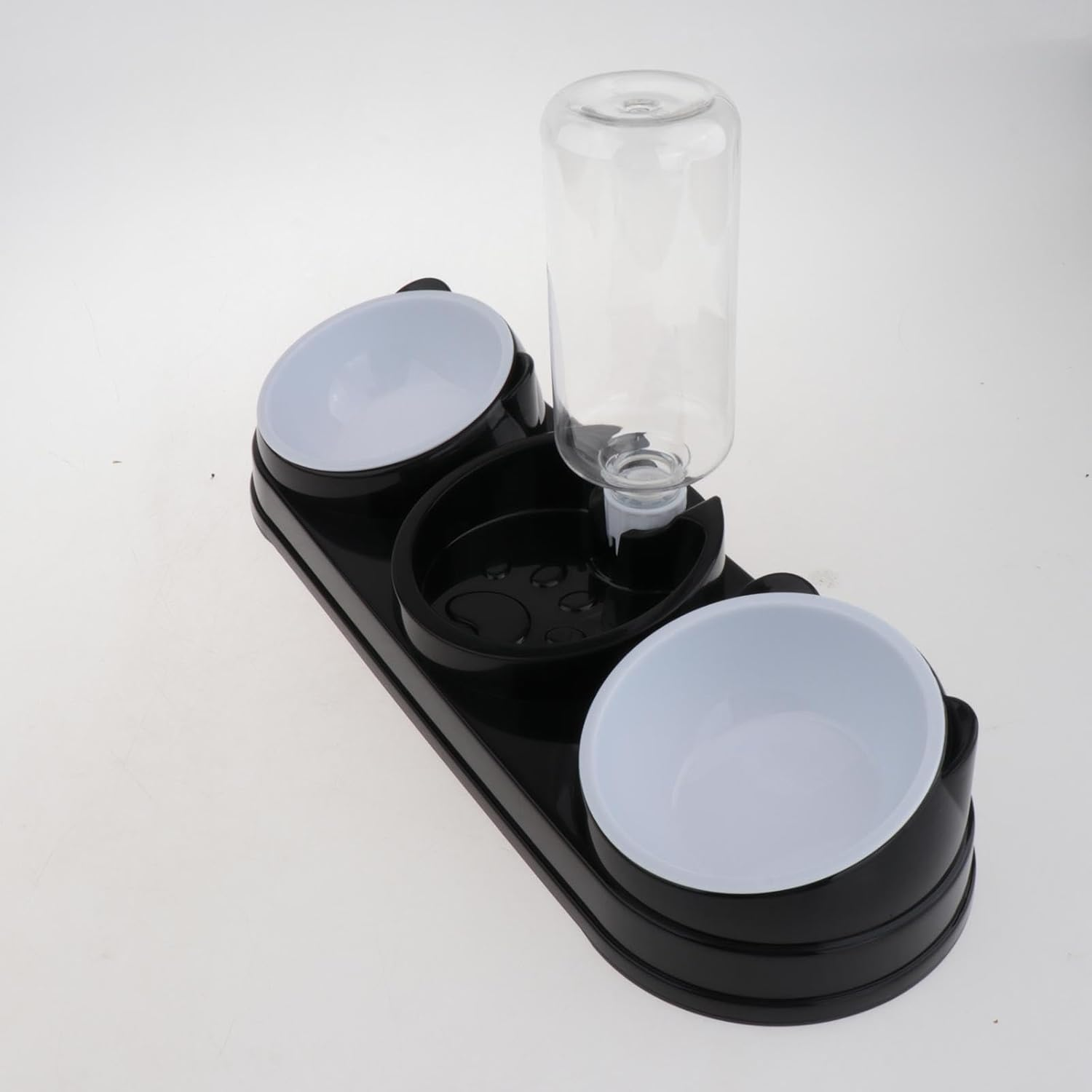 Shengquanhao 3-In-1 Cat Bowl Set, Elevated Pet Bowls with Automatic Water Bottle, Raised Cat Bowl, Wet and Dry Food Bowl for Puppy Drinking, Black - Gray image number 2