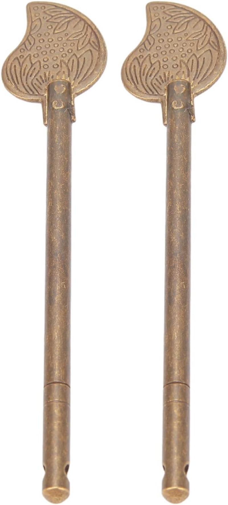 Cabinet Key Antique Locking Pin, 2 Pcs Door Locking Pin Retro Brass Leaf Shape, Home Improvement Hardware image number 5