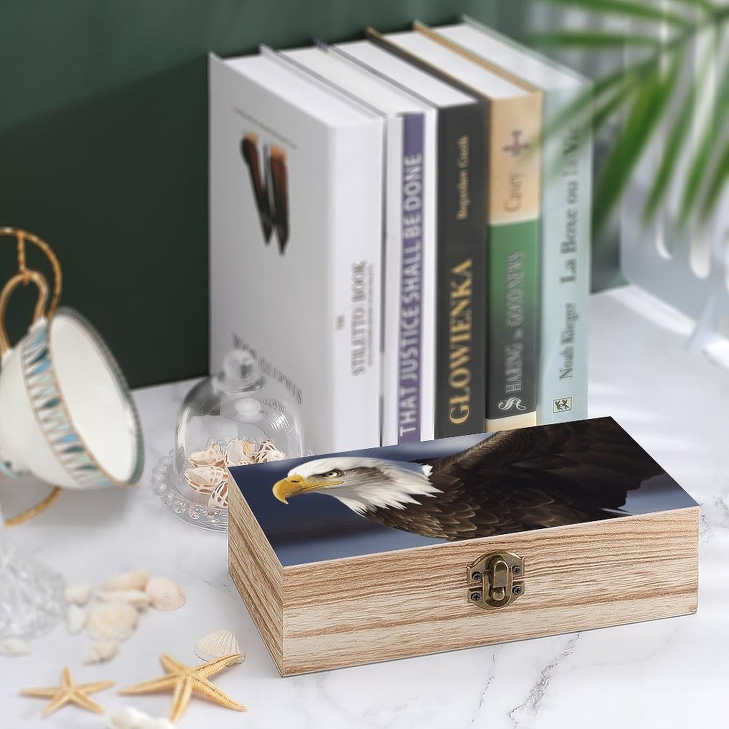 Bald Eagle Wooden Box Wood Wedding Keepsake Boxes with Lids Small Decorative Boxes Lightweight Wooden Memory Storage Box for Crafts Keepsakes Jewelry Photo Letter Storage image number 1