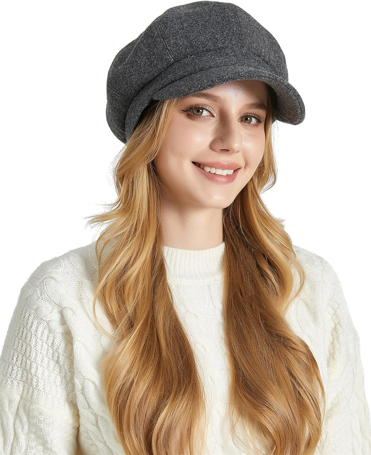 KEOYA Women Newsboy Cap Cabbie Hat Vintage Visor Beret Hat Wool Fashion 8 Panels Paperboy Cap