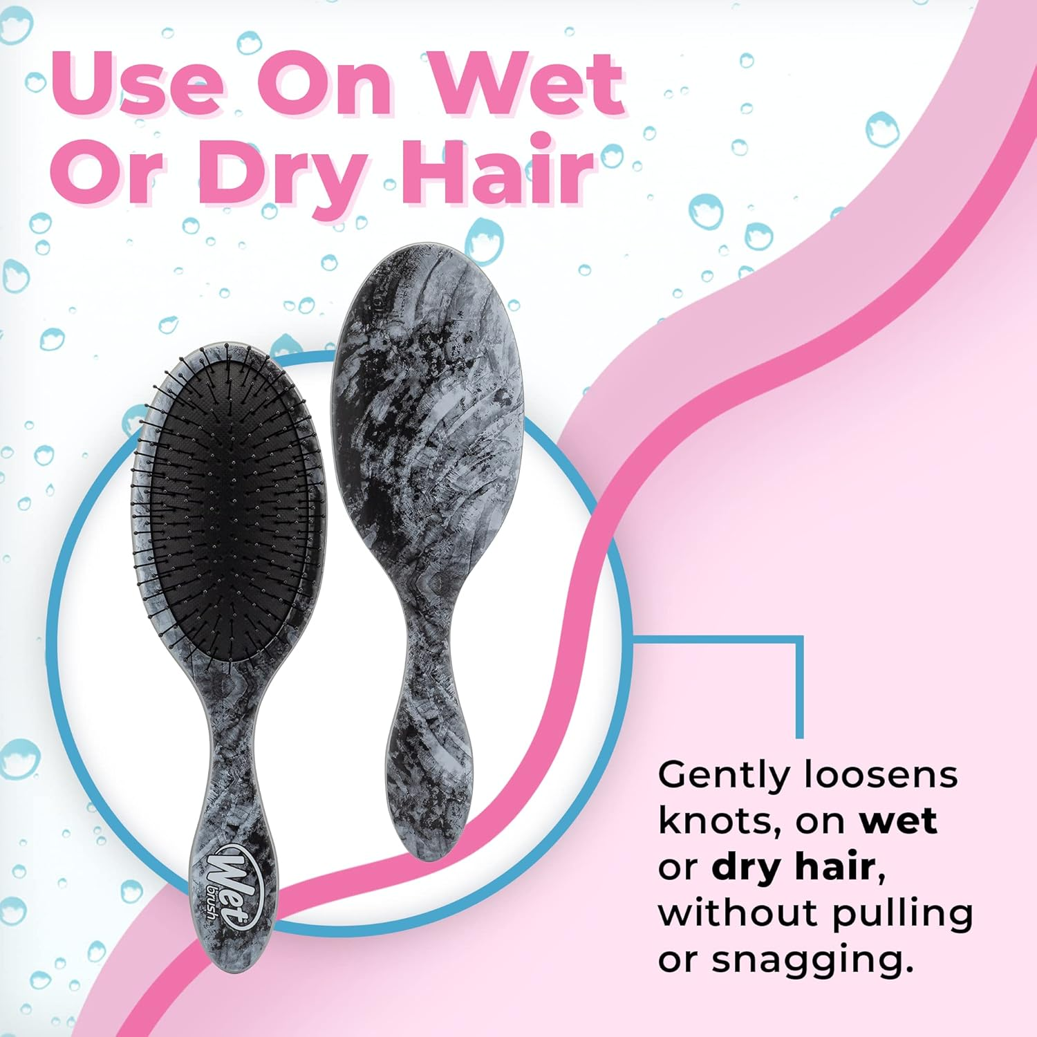 Wet Brush Original Detangler Hair Brush - Abstract Mineral Black Swirl - All Hair Types - Ultra-Soft Intelliflex Detangler Bristles Glide through Tangles with Ease - Pain-Free Comb for Men & Women - Dusty Rose image number 2