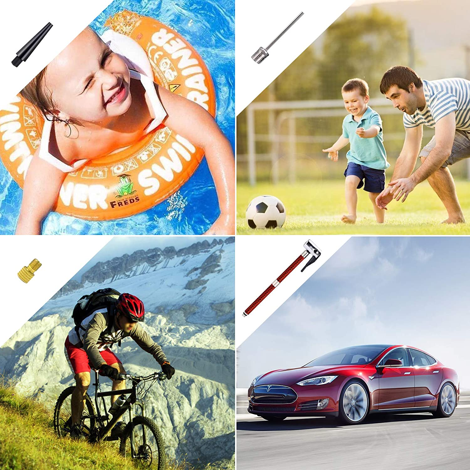 Protable Air Compressor Rechargeable Electric Air Pump Mini Air Inflator Hand Held Pump 120PSI 2000Mah with Digital LCD LED Light 12V for Cars, Motorbikes, Balls, Swim Rings and Bicycles image number 3