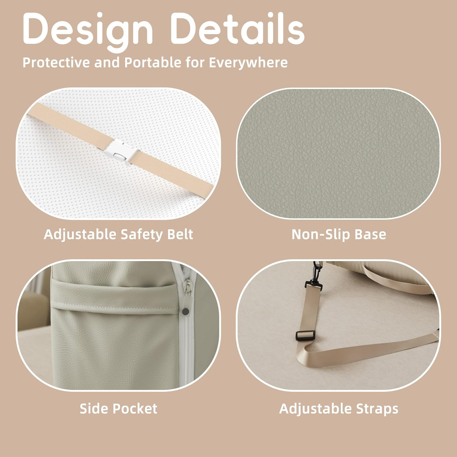 Sofoliana Baby Changing Pad, Portable Changing Pad with Waterproof Lining, Converts to Backpack for Easy Travel, Leather Surface and Cotton Changing Table Pads for Dresser Top image number 4