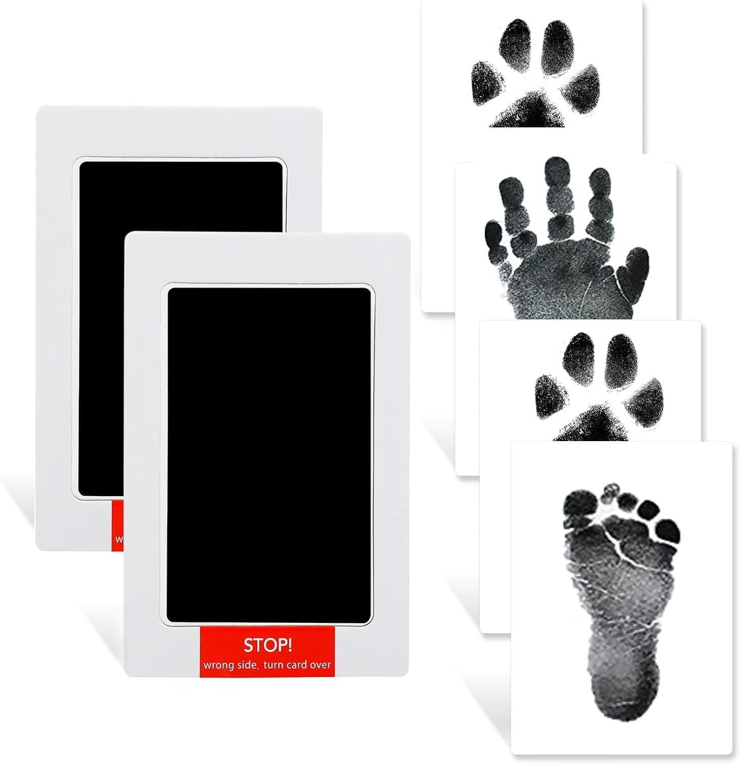 4-Pack Inkless Hand and Footprint Kit - Ink Pad for Baby Hand and Footprints - Dog Paw Print Kit, Dog Nose Print Kit - Baby Footprint Kit,Baby Foot Printing Kit, Handprint Kit (Jet Black) image number 4
