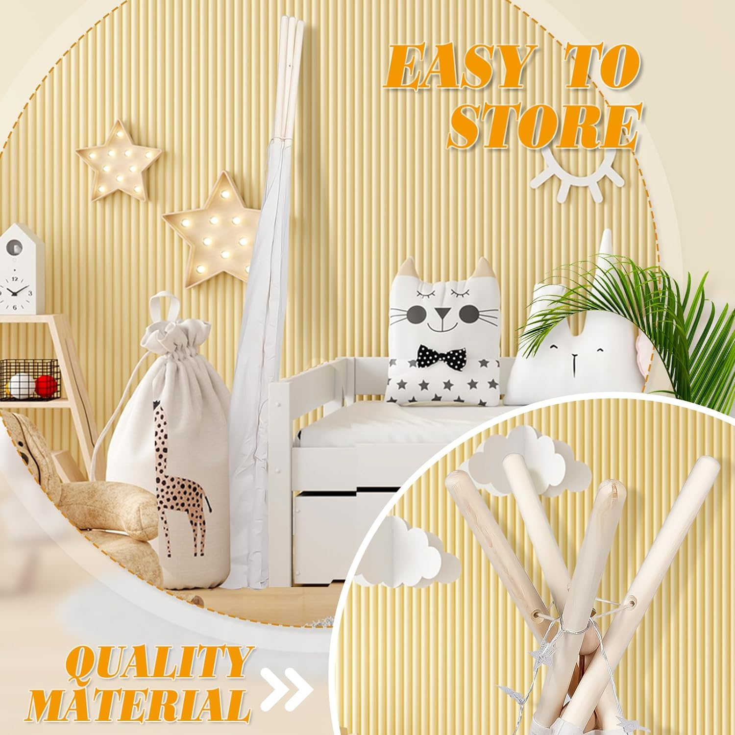 Midoook Teepee Tent for Kids,Child Teepee Tents for Boys & Girls,Canvas Child House,Toddler Tents Kid Love Fodable Play House,Kids Indoor Play House