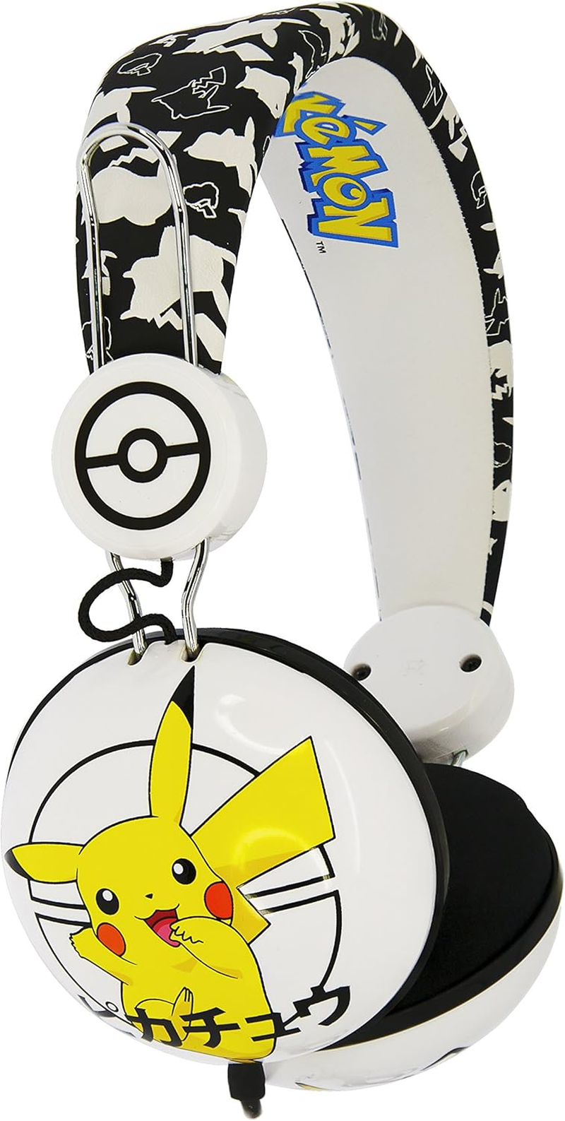OTL Technologies Tween Kids Pokemon Pikachu Headphones (Foldable, Padded Headphones, Colourful Comic Design, for Boys and Girls) White/Black image number 2