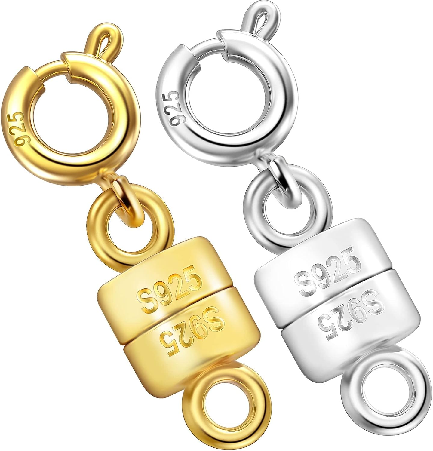 Qulltk 925 Sterling Silver Magnetic Necklace Clasps and Closures,Mini Bracelets Clasp Converter Gold and Silver Chain Extender for Jewelry Making Supplies