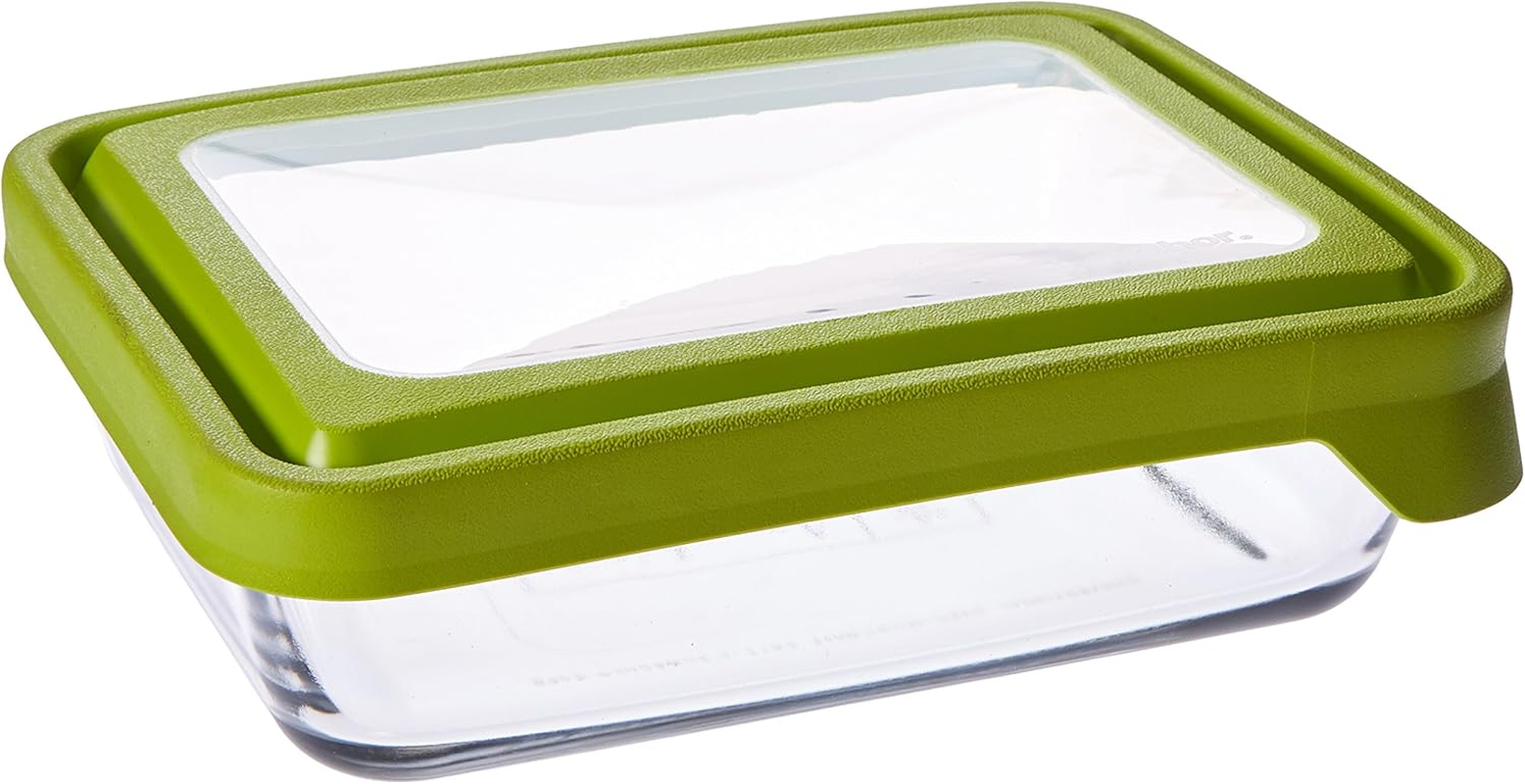 Anchor Hocking 6-Cup Rectangular Food Storage Containers with Green Trueseal Airtight Lids image number 1