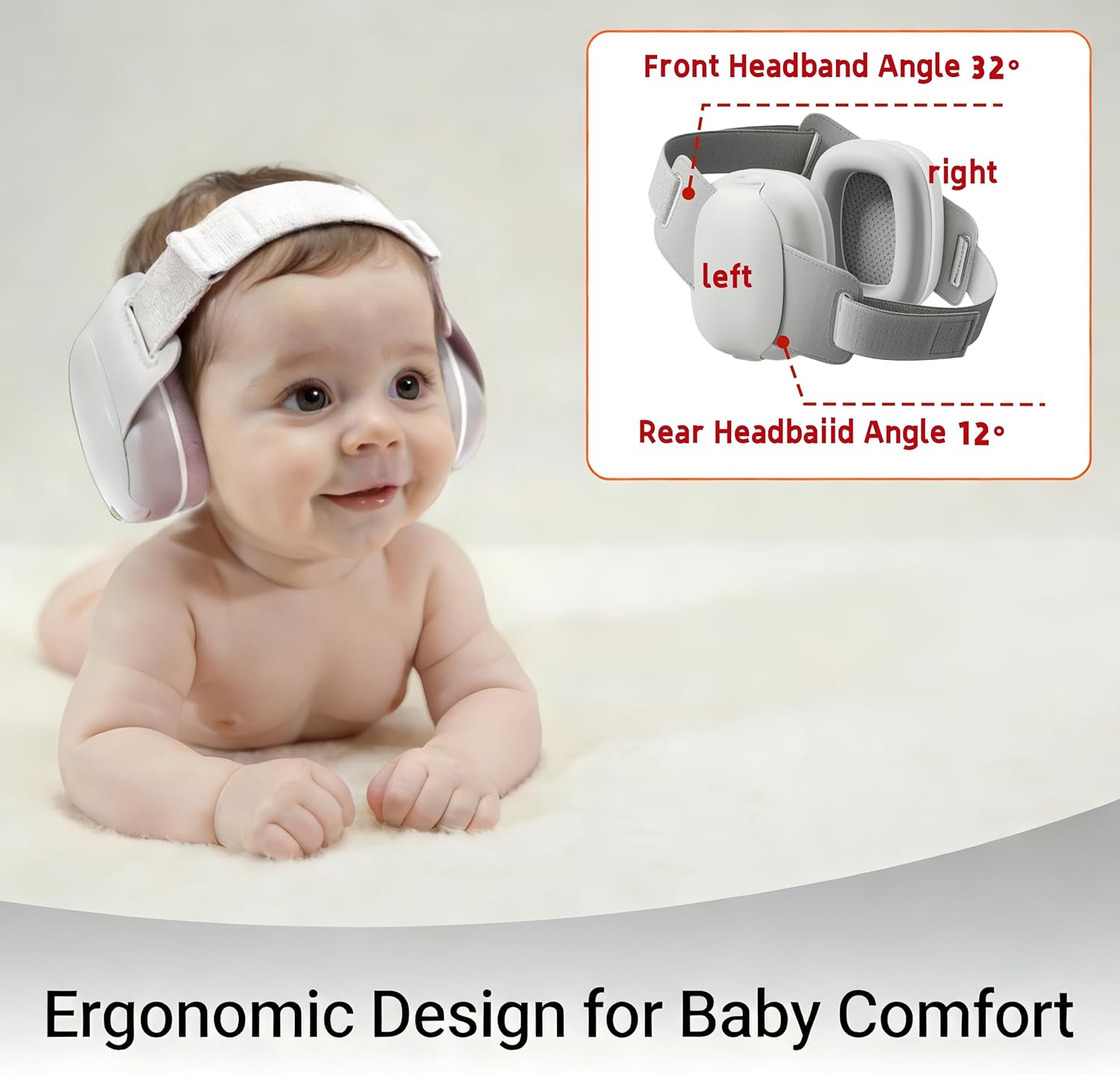 Ear Baby Ear Muffs, 2-In-1Baby Ear Protection 0&ndash;48 Months, 25Db Noise Cancelling Headphones, Lightweight & Safe Fit Ear Muffs for Travel, Sleep, Daily Use,Comfortable Hearing Protection - Grey image number 6