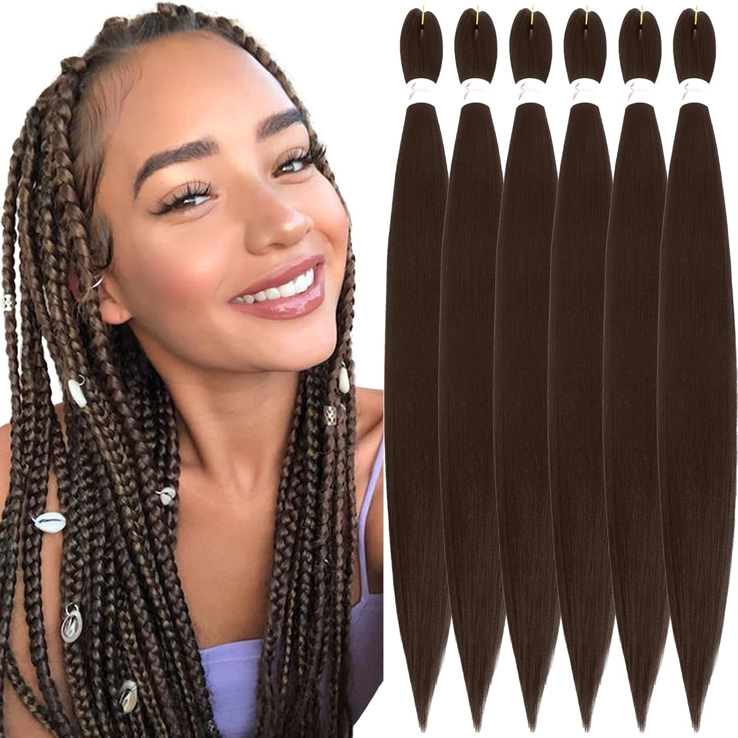 Xusuperb 30 Inch Long Pre Stretched Braiding Hair Silver Grey Easy Braids Extensions Silver Kanekalon Synthetic Hair for Braiding 6 Packs Pre-Stretched Braiding Hair Yaki Braids Hair Extensions (Grey
