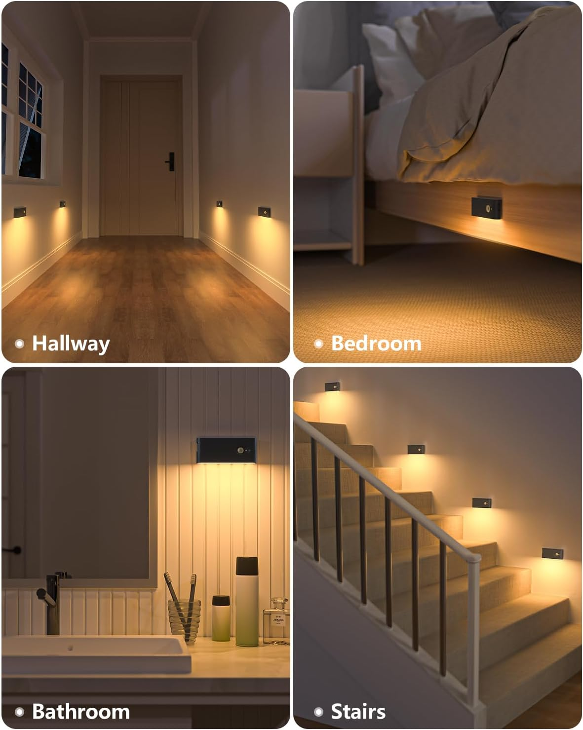 WILLED Motion Sensor Light Indoor, Battery Powered Stair Light Indoor, Rechargealbe Closet Lights, Magnetic Closet Lights for Wardrobe, Bedroom, Stairs, Hallway(3 Packs) image number 6