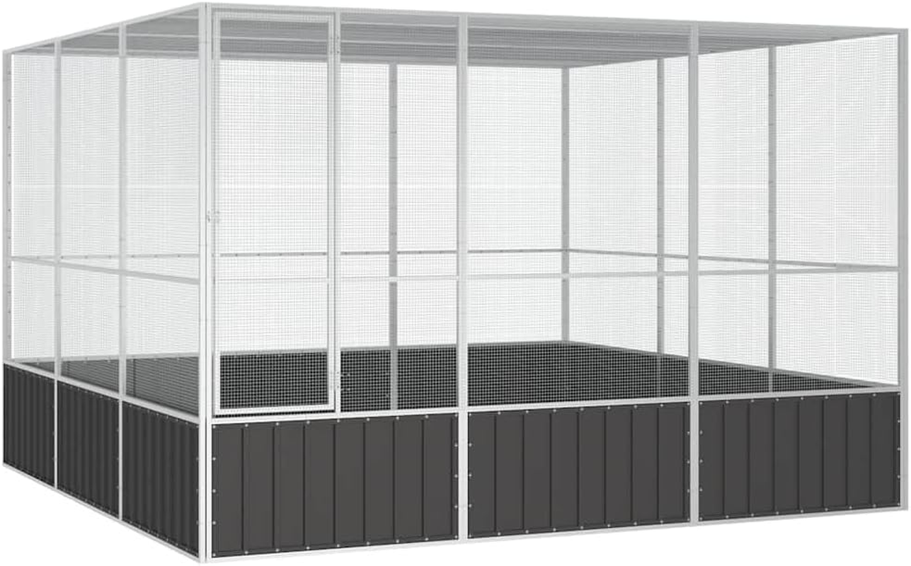 Bird Cage Anthracite 302.5X324.5X211.5 Cm Galvanised Steel Large Outdoor Aviary image number 1