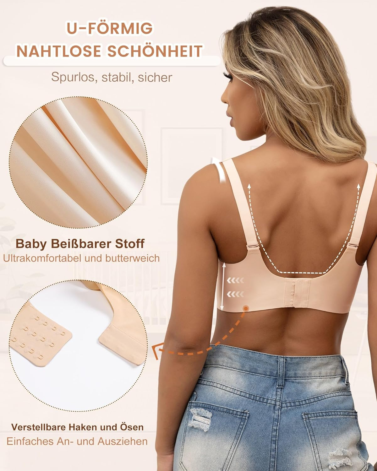 As Fairy Nursing Bras for Breastfeeding, Wireless Seamless Maternity Bra Ultra Comfort Pregnancy Sleep Bralette for Women, Beige-Double Front Shaft, S image number 3