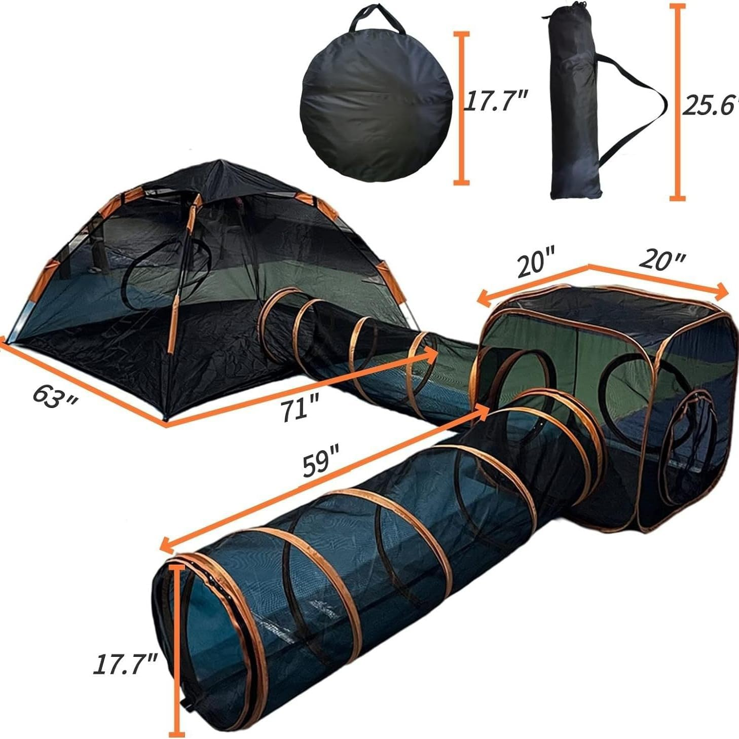 Outdoor Cat Enclosures 4 in 1 Cats Play Tunnels Portable Pop up Mesh Tents for Puppy Cat Small Pet, Cat Tent Playpen for Indoor and Outdoor, Small Animal Compound House Tent Tunnel Cube image number 1