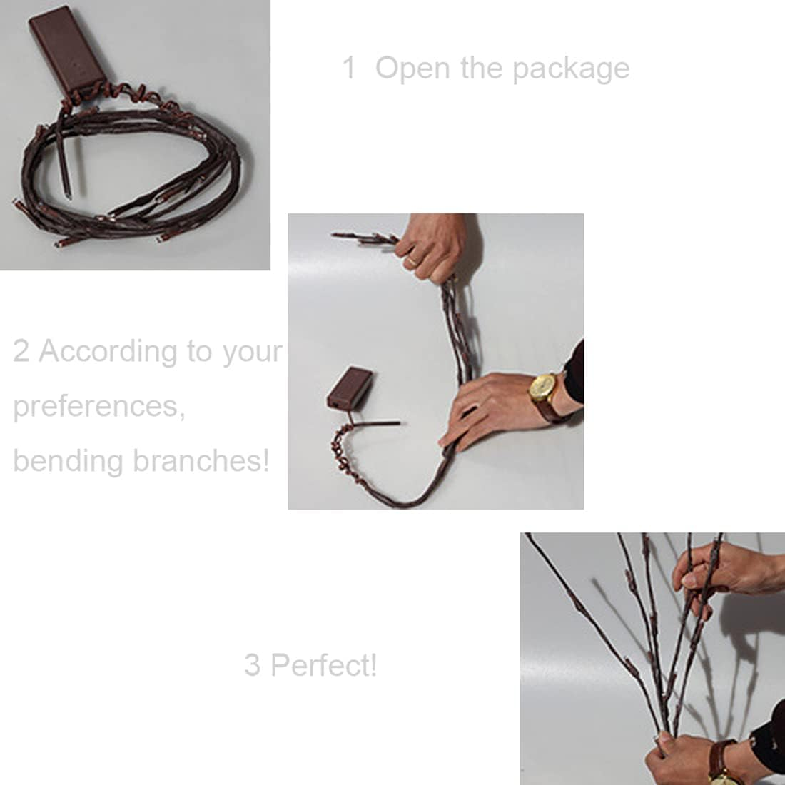 2 Pack Branch Lights - Led Branches Battery Powered Decorative Lights Tall Vase Filler Willow Twig Lighted Branch for Home Decoration Warm White - 20 Inches 20 LED Lights (Branches Light) image number 2