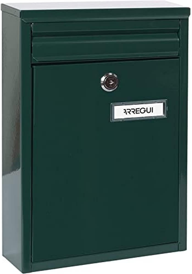 ARREGUI Zagu&aacute;n E5753 Galvanised Steel Letter Box Size S (DIN A5 Post) 32 X 22 X 8 Cm, Wall-Mounted Post Box for Outdoor Use, Waterproof, with Name Plate, Easy Assembly, Green image number 5