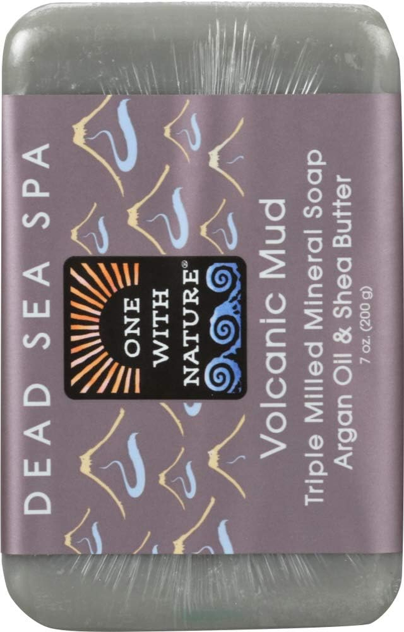 One with Nature - Volcanic Mud Triple Milled Mineral Bar Soap Argan Oil & Shea Butter - 7 Oz.