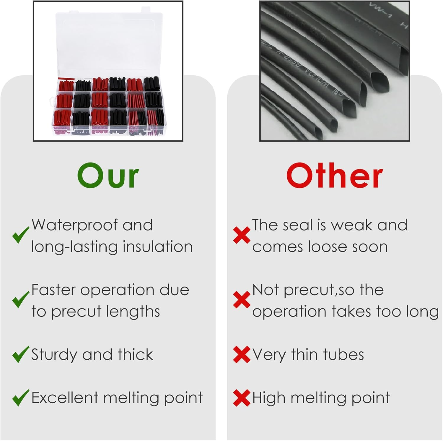 400Pcs Heat Shrink Tubing Kit Waterproof Wire Shrink Wrap Tubing 3:1 Ratio Adhesive Lined Marine Grade Double Wall Shrink Wrap Assorted Kit Insulated Electrical Cable Wrap 7 Sizes image number 1