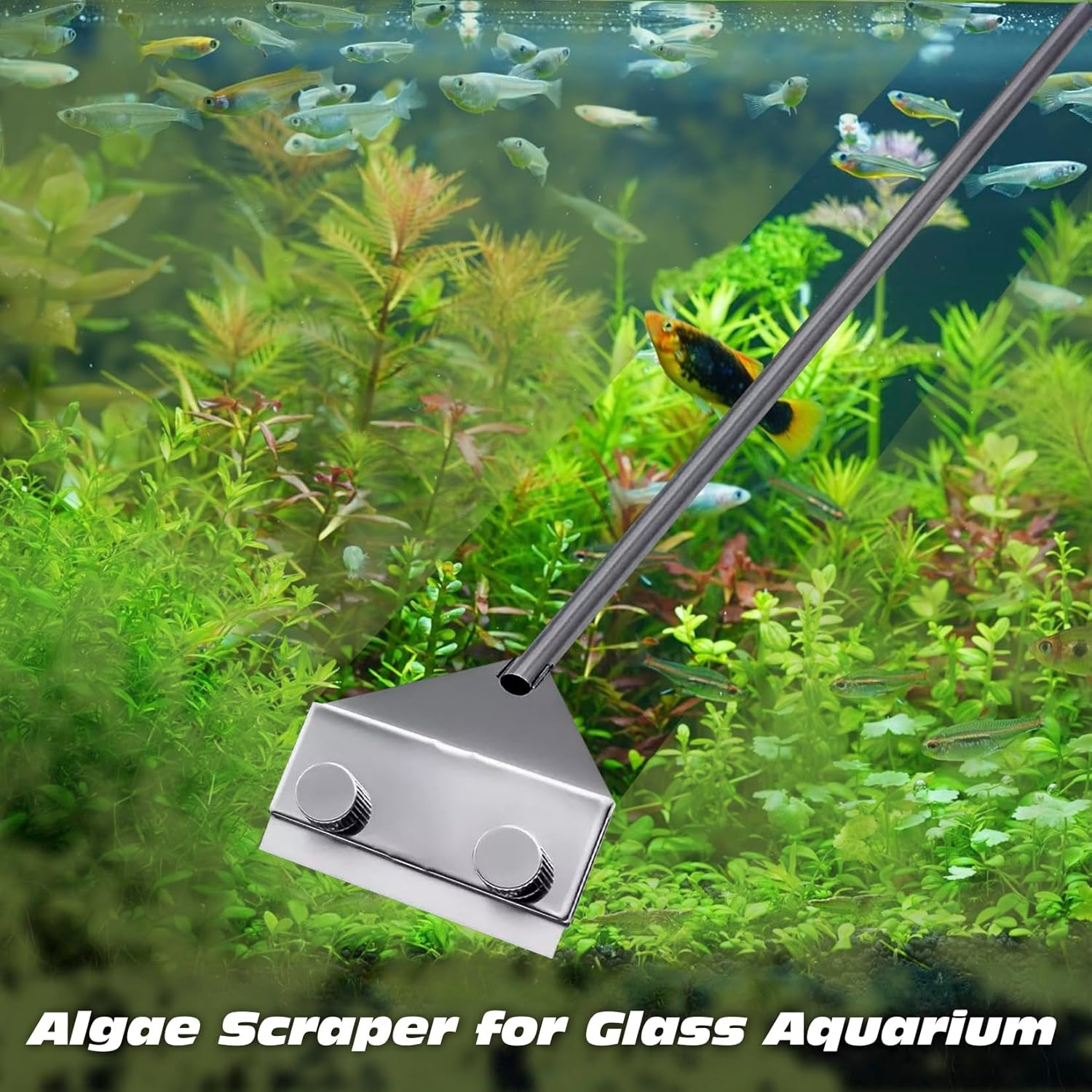 Yukihalu Aquarium Algae Scraper Fish Tank Cleaner, Stainless Steel, Come with 10 Blades, 66Cm Length, Used for Glass Aquarium Fish Tank image number 1