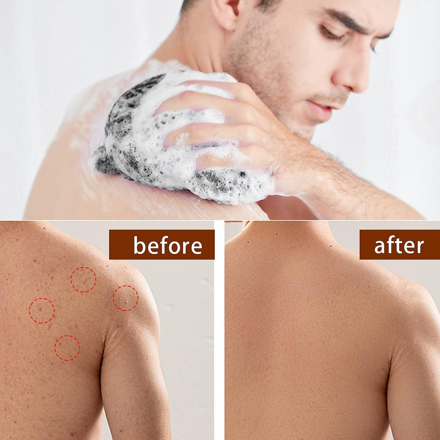 African Exfoliating Net for Body 2Pcs African Shower Sponge Scrubber Authentic Extra-Large Exfoliating Bath Cloth for Back, Legs and Scalp Premium African Bath Sponge for Smooth Skin (Black+Blue,80X30Cm) image number 5