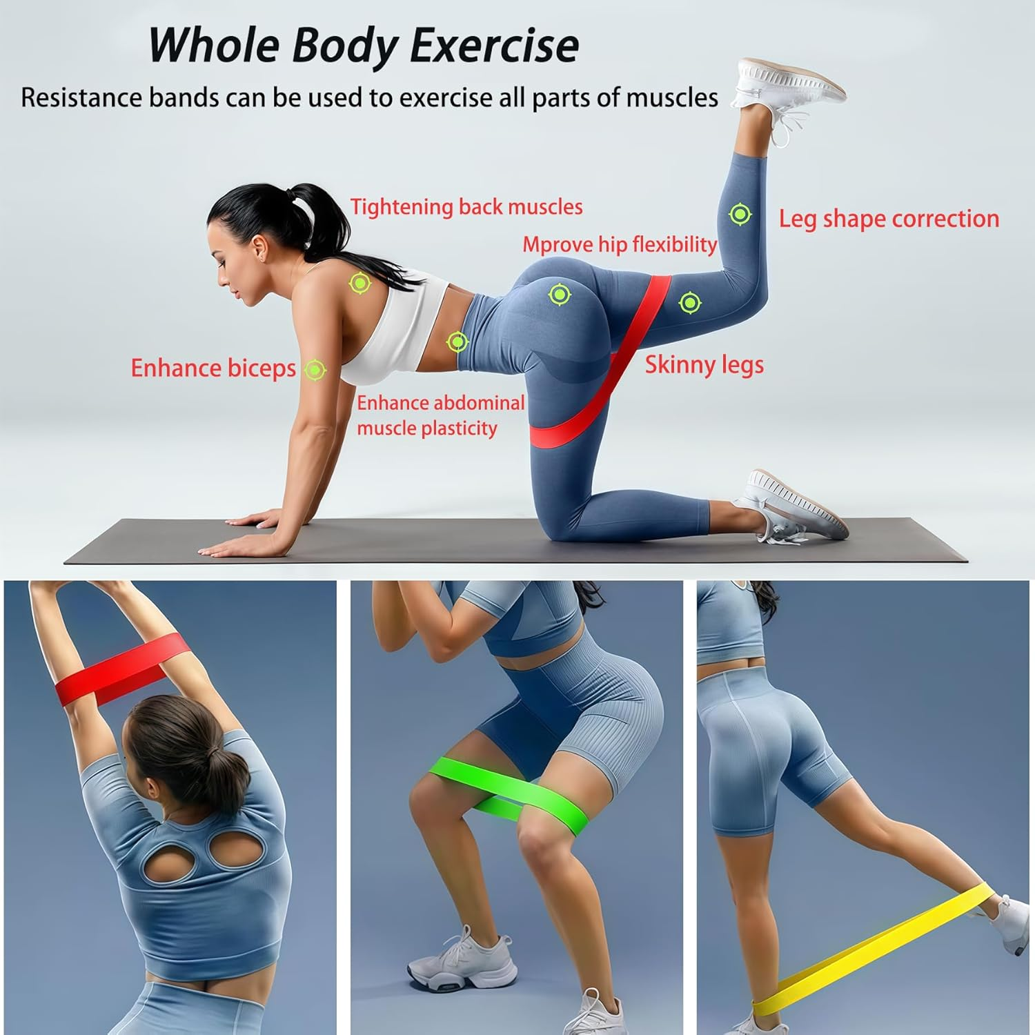 5-Piece Resistance Bands Set - 4 Levels of Resistance for Gym & Home Workouts | Exercise & Fitness Equipment - Multicolor image number 5