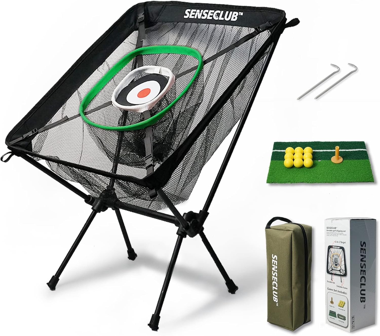 SENSECLUB Golf Chipping Net & Green, Backyard Practice Net with Mat, Outdoor Target with Balls, Funny Golf Games & Gifts image number 5