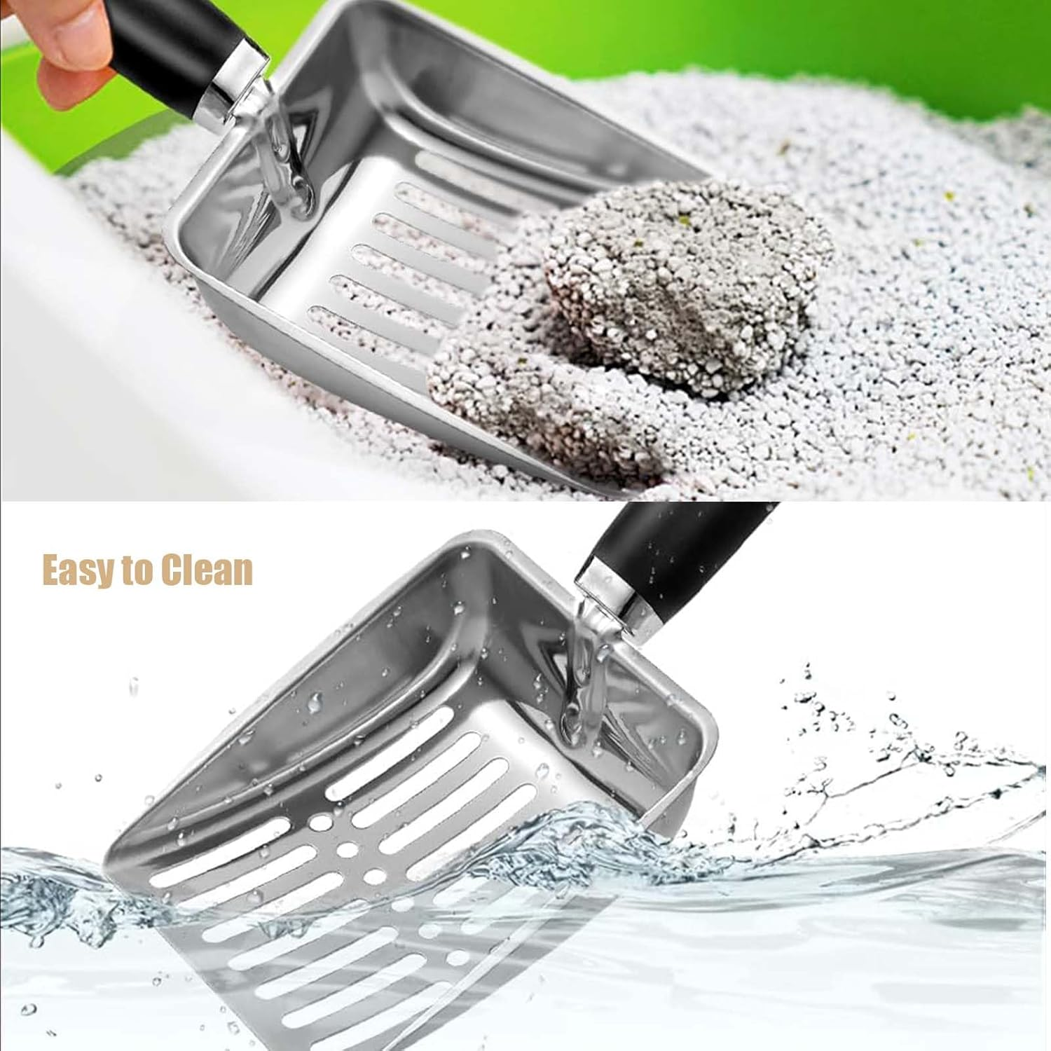 Lizihaowu Cat Litter Scoop, Metal Cat Scooper for Litter Box, Non-Slip Handle Kitty Scoop, Scoop Away Cat Litter image number 5