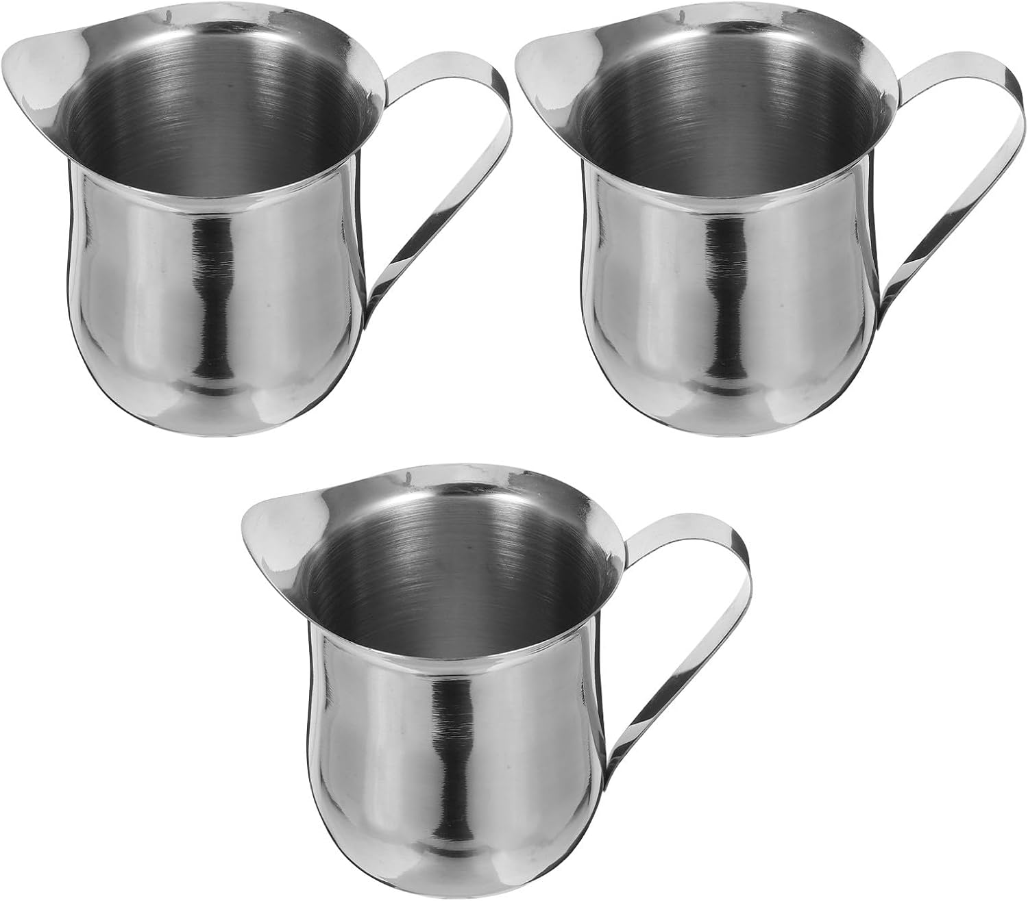 AUTSUPPL 3Pcs Stainless Steel Milk Frothing Jug Set for Espresso Latte Cappuccino Heat-Resistant Small Pitchers with Modern Minimalist Design for Home Coffee and Tea Use image number 1