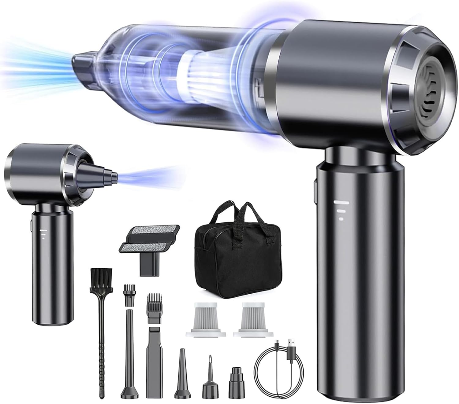 Dilidala Car Vacuum Cleaner, Portable Handheld Vacuum Cleaner 25000PA High Power, Mini Vacuum Cleaner for Carpet Pets Hair, Air Duster Air Blower image number 6