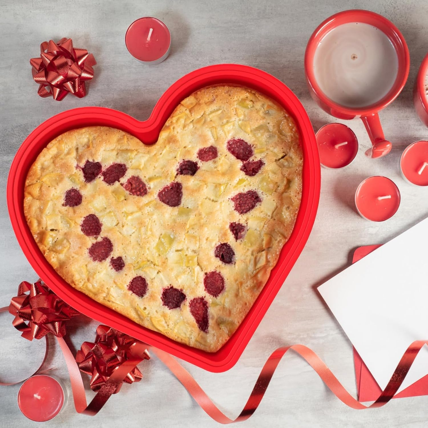 3Pcs Heart Shaped Cake Pans, 10 Inch Silicone Cake Molds, Cake Baking Tray, Reusable Cake Baking Pans, Nonstick Cheesecake Molds, Heat Resistant Cake Tins for Cake Cheesecake Chiffon Cake Muffin