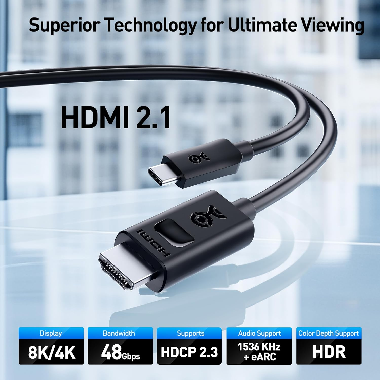Cable Matters Unidirectional USB C to HDMI 2.1 Cable - 1.8M, Supports 4K 240Hz, 8K 60Hz, HDR - Thunderbolt 4 to HDMI Cable - Usb4/Thunderbolt 5 Compatible with Macbook Pro, XPS - Max 4K@60Hz on Macos image number 4