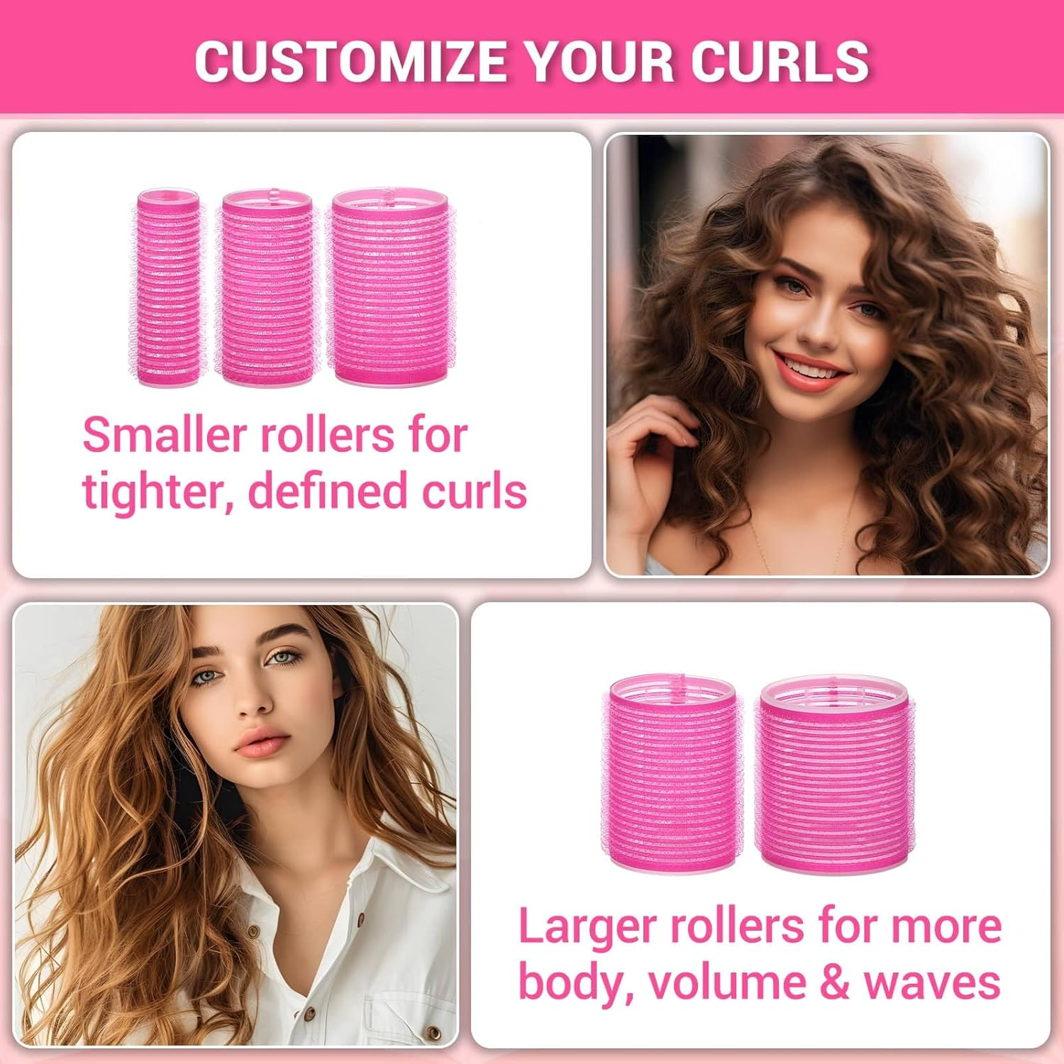 56 Pcs Hair Rollers Set for Blowout Look Long Hair, 30Pcs Rollers Hair Curlers in 5 Sizes with 24 Pcs Hair Clips and Storage Bag for Long Medium Short Hair Volume image number 4