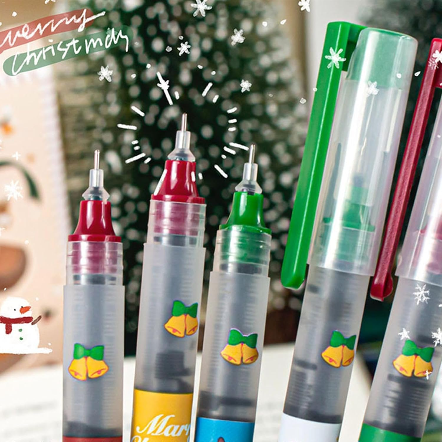 Christmas Black Ink Pen, Fast Drying Ballpoint Pens, Holiday Writing Pens, Winter Stationery Set, Christmas Art Supplies, Black Ink Ballpoint Pen Holiday Ornament Stationery image number 4