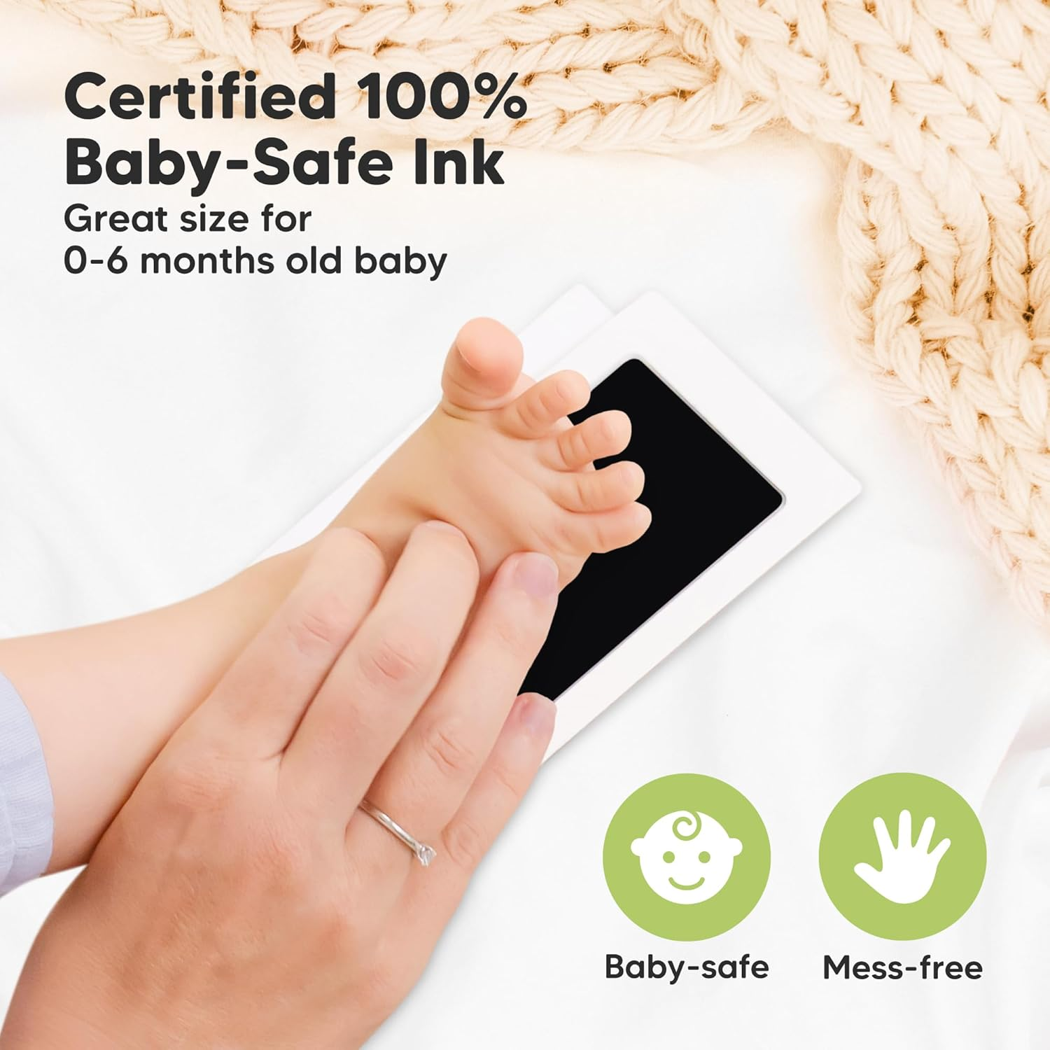 4-Pack Inkless Hand and Footprint Kit - Ink Pad for Baby Hand and Footprints - Dog Paw Print Kit, Dog Nose Print Kit - Baby Footprint Kit, Clean Touch Baby Foot Printing Kit, Handprint Kit (Jet Black)