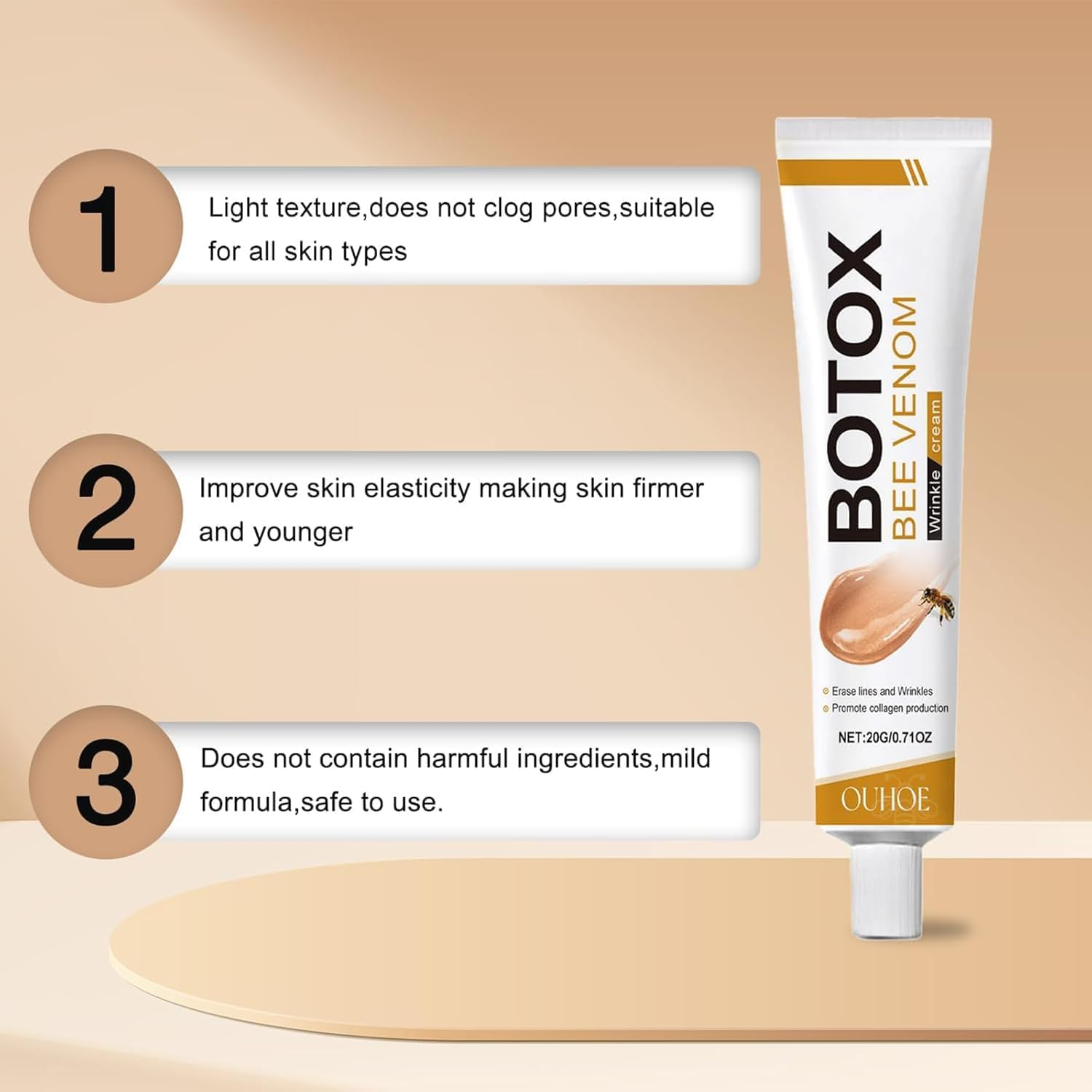 Boto-X Bee Venom Cream - Gentle Hydrating Cream, Lifting & Tightening Serum, Reduces Wrinkles & Fine Lines, Hydrates & Nourishes Skin, for Women & Men image number 6