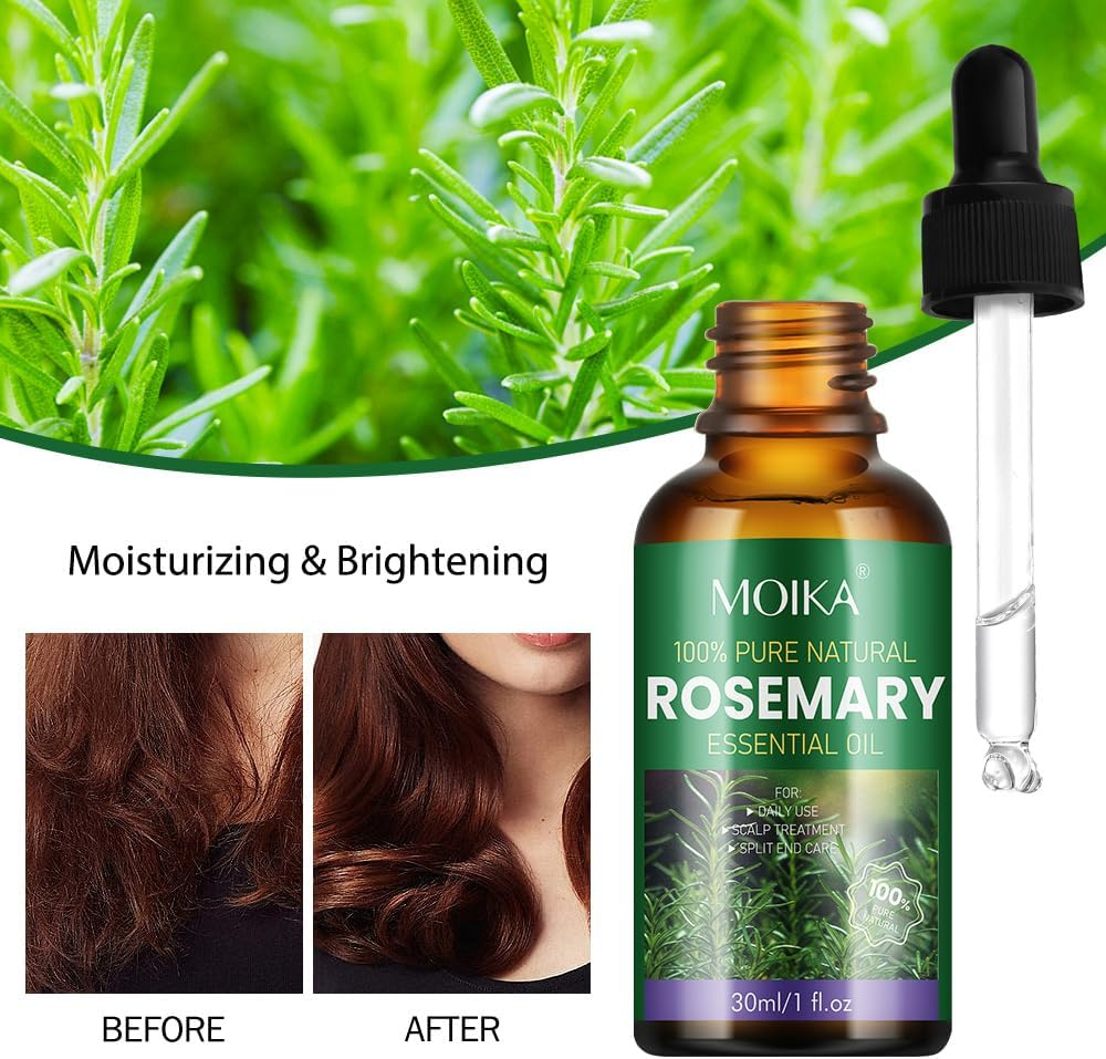 Rosemary Oil, 30Ml - Pure Natural Hair & Scalp Care, Lightweight Formula to Support Stronger Roots, Reduce Breakage & Nourish Lashes - Fast Absorbing for All Hair Types (MOIKA)