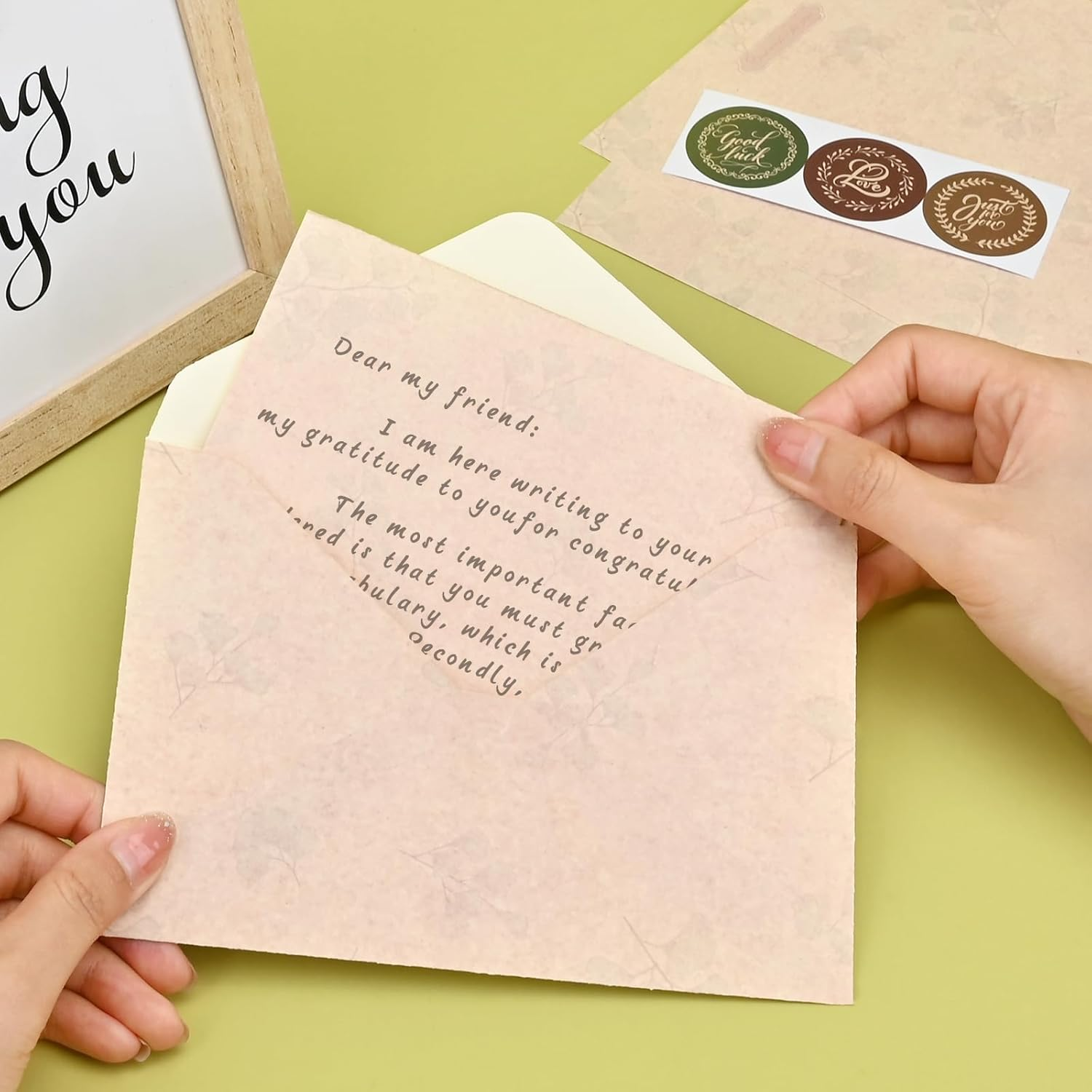 BAYTORY 48Pcs Stationery Paper and Envelopes Set, Vintage Style Love Letter Papers, Letter Writing Kit, 24 Paper Sheets + 12 Envelopes (Leaf) image number 3