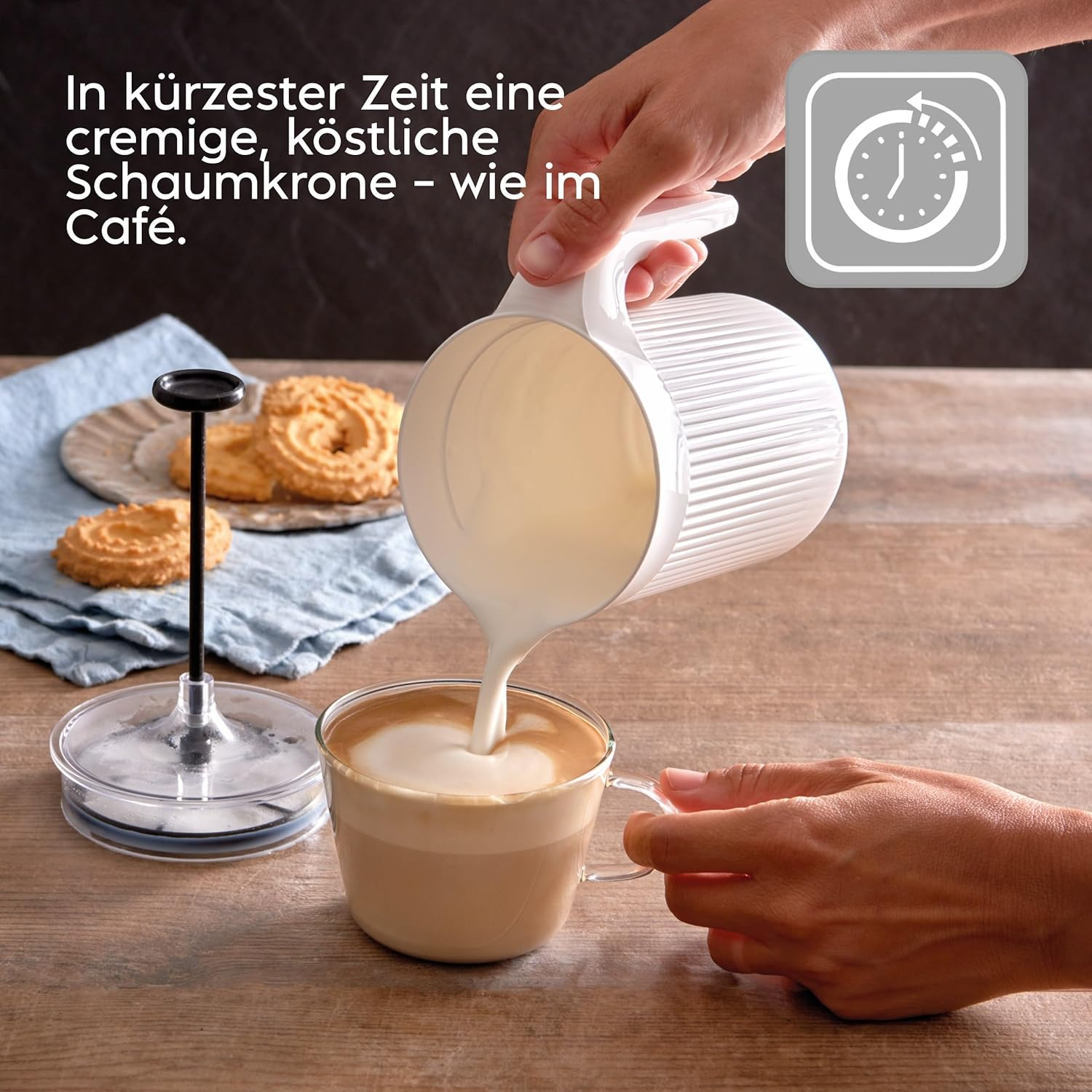 Snips, Cremix Milk Frother, Hand Milk Frother for Cappuccino, Hand Milk Foam, Colour &lrm; White 0.50 L, 10 X 14.5 X 15.3 Cm, Made in Italy image number 4