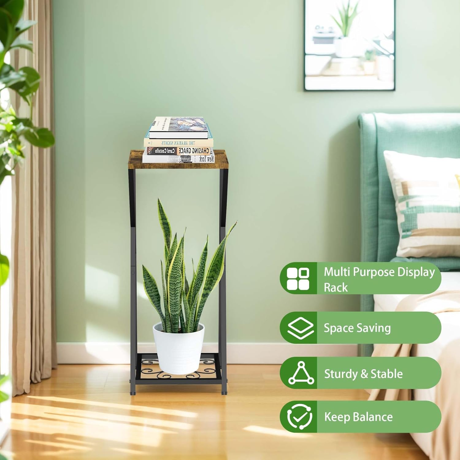 Plant Stand Indoor Corner Metal Plant Shelf for Multiple Plants, 2 Tier Modern Plant Support Flower Pot Holder Display Rack for Home Living Room Outdoor Balcony Garden Patio image number 1