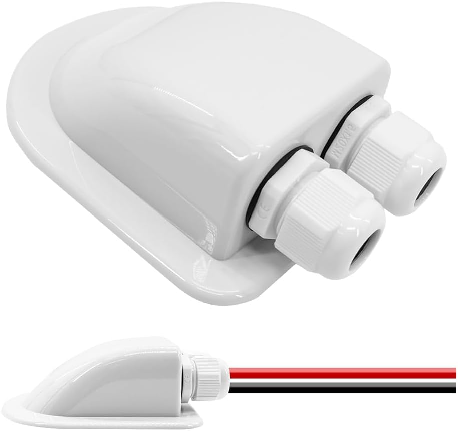 1Pcs Waterproof Solar Cable Entry Gland By, Weather Resistant Dual Cable Entry Housing for Solar Panels of RV Caravan and Marine, White image number 3