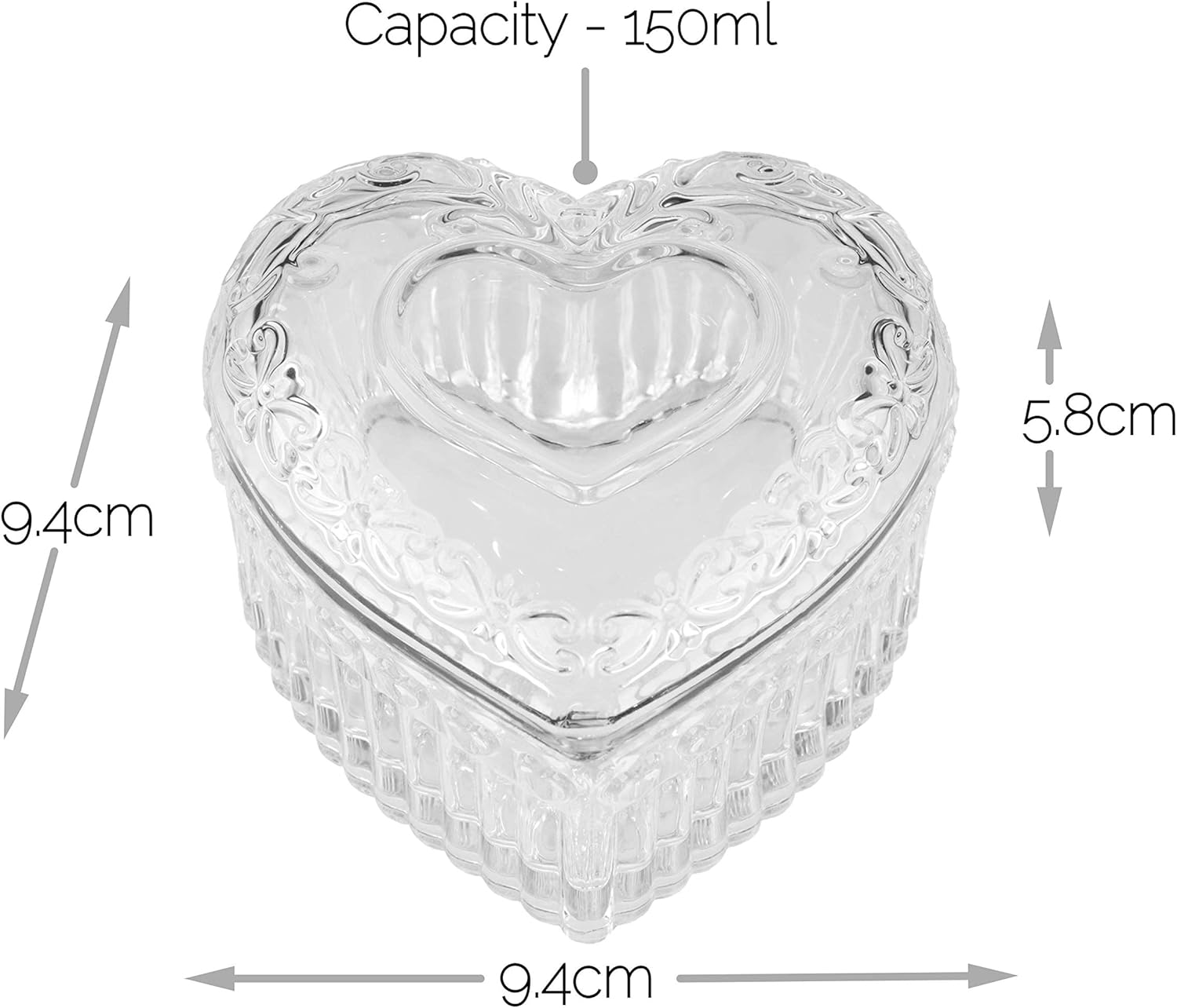 JND Professional Acrylic Liquid Monomer Extra Large Dappen Dish + Lid Glass Crystal Bowl Nail Art Powder Cup (Filigree Heart, 150Ml) image number 5