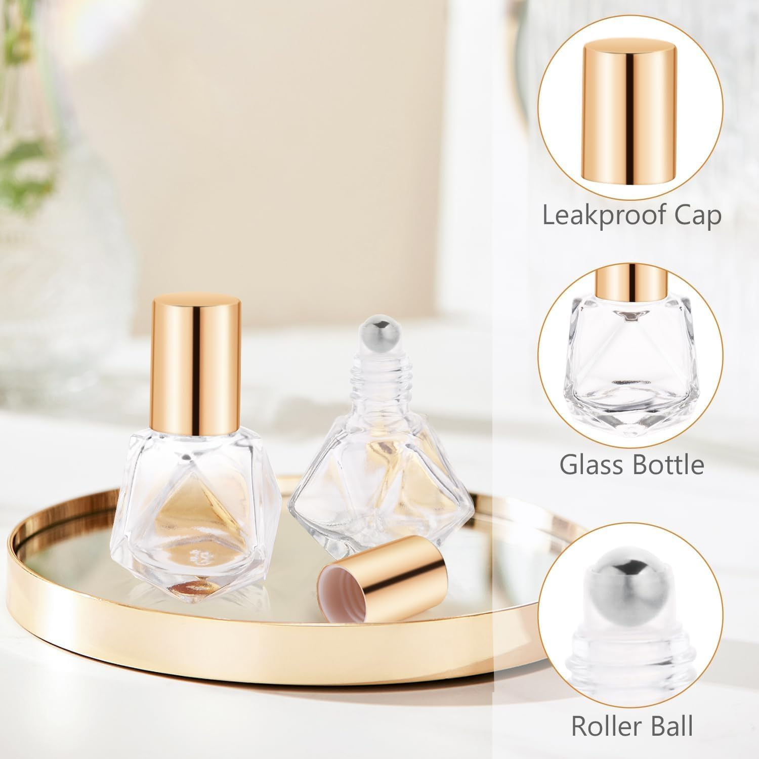 8Ml Roller Bottles for Essential Oils 10 Pcs, Glass Roll on Bottles, Roller Balls for Essential Oils